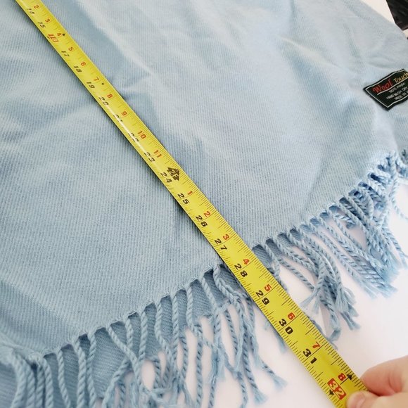 Vintage Wool Touch Korea Fringe Poncho Bohemian Warm Sky Blue OS - Picture 7 of 9